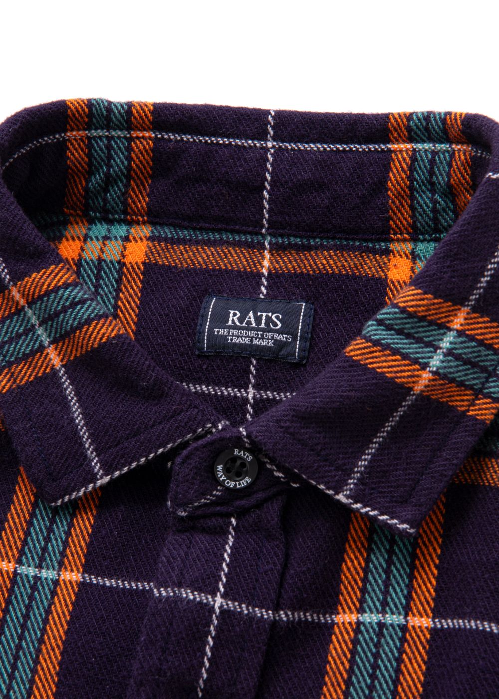RATS - COTTON FLANNEL NAVY CHECK SHIRT (NAVY CHECK