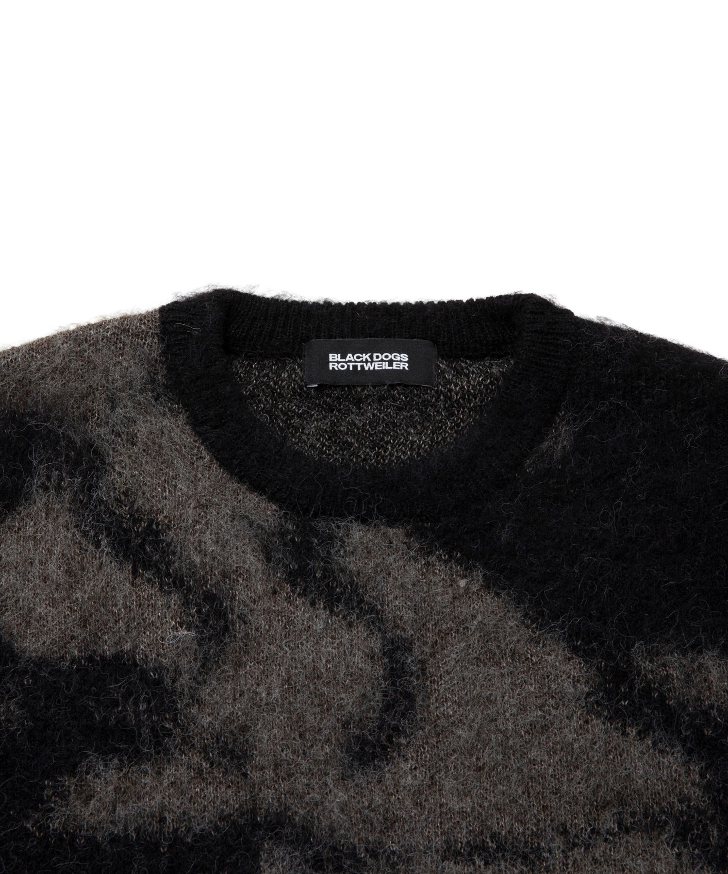 R9 PAINTED KNIT (BLACK) / クルーネック モヘアニット