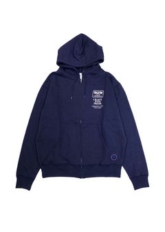 ZIP HOODIE (NAVY) / プリント スウェット ジップ パーカー