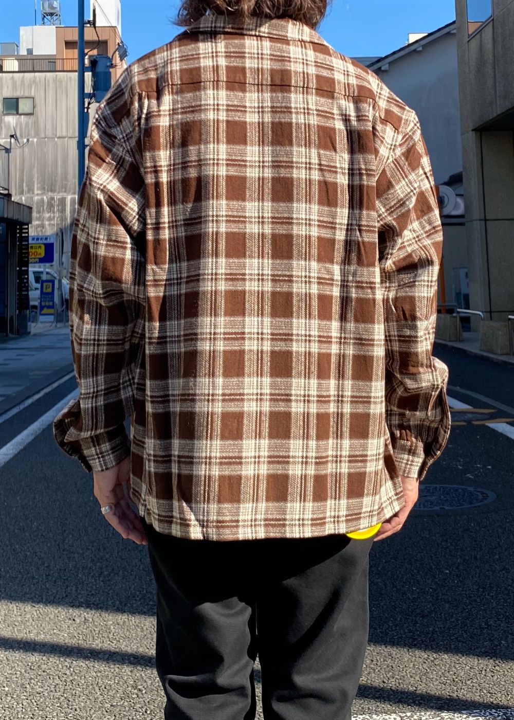 FIVE BROTHER Ex. L/S CHECK SHIRT "VIN" (BROWN) / ファイブ ブラザー コラボ チェック シャツ