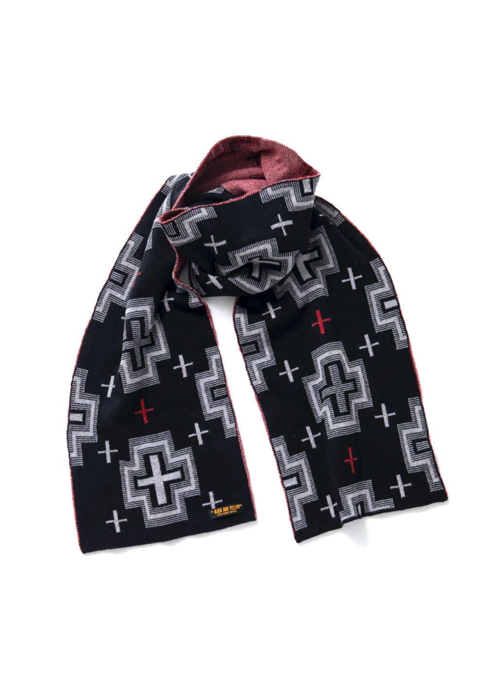 RATS - NATIVE CROSS CREW NECK KNIT (BLACK) / ネイティブクロス