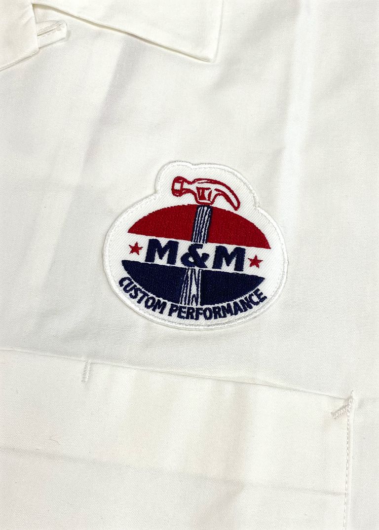 M&M CUSTOM PERFORMANCE - T/C OPEN COLLAR SHIRT (WHITE) / T/Cツイル 