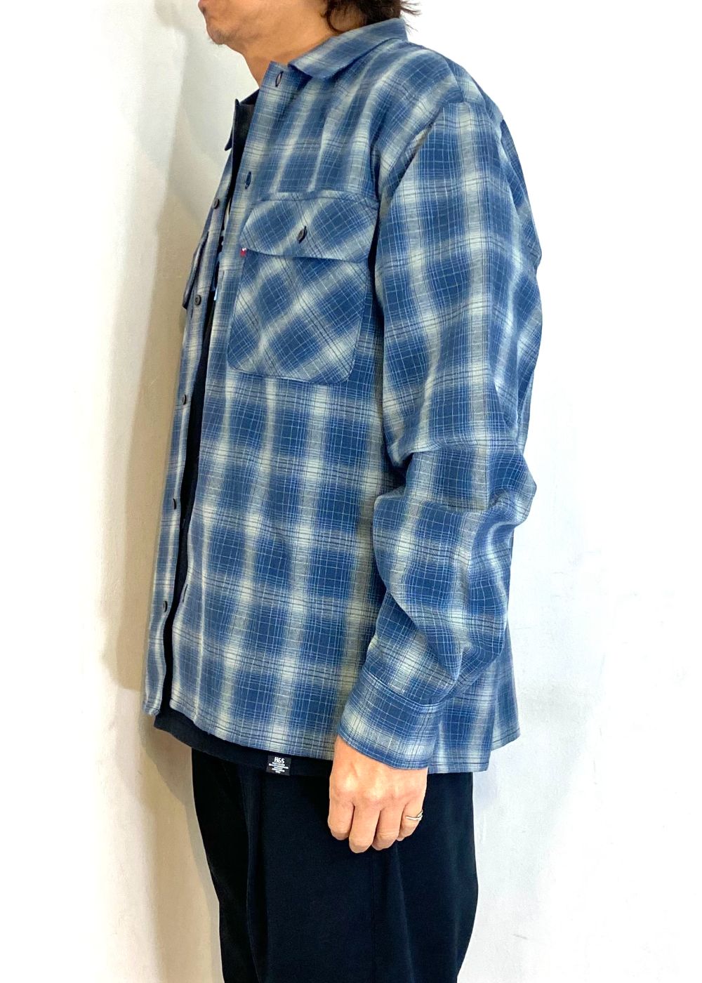 Ombre Check L/S Shirt (BLUE) / オンブレチェック シャツ