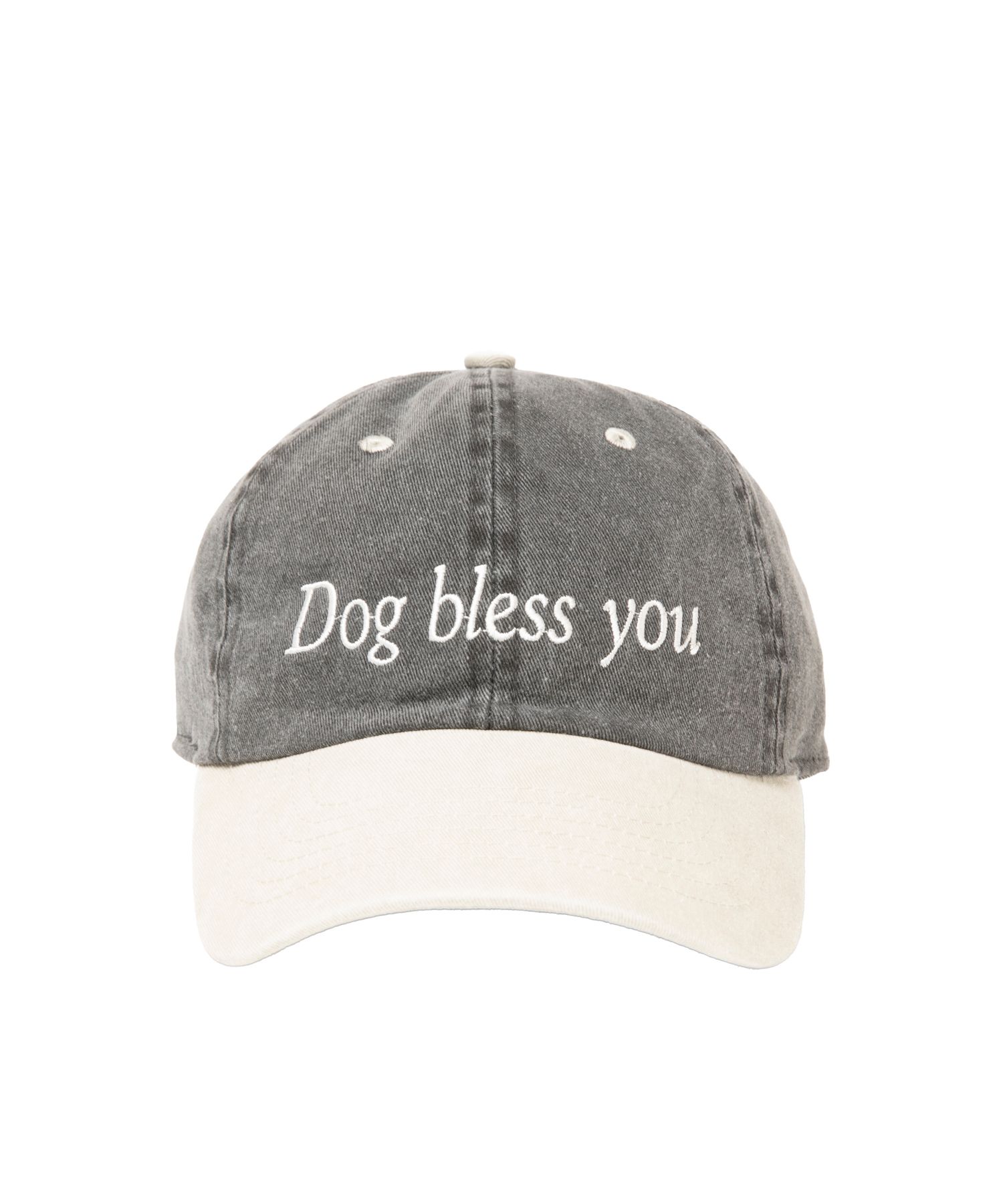 DOG BLESS CAP (BLACK) / ロゴ刺繍 ダッド キャップ。