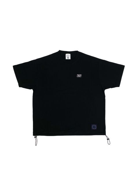 DRAWSTRING TEE (BLACK) / ロゴ刺繍 ドローストリング Tシャツ