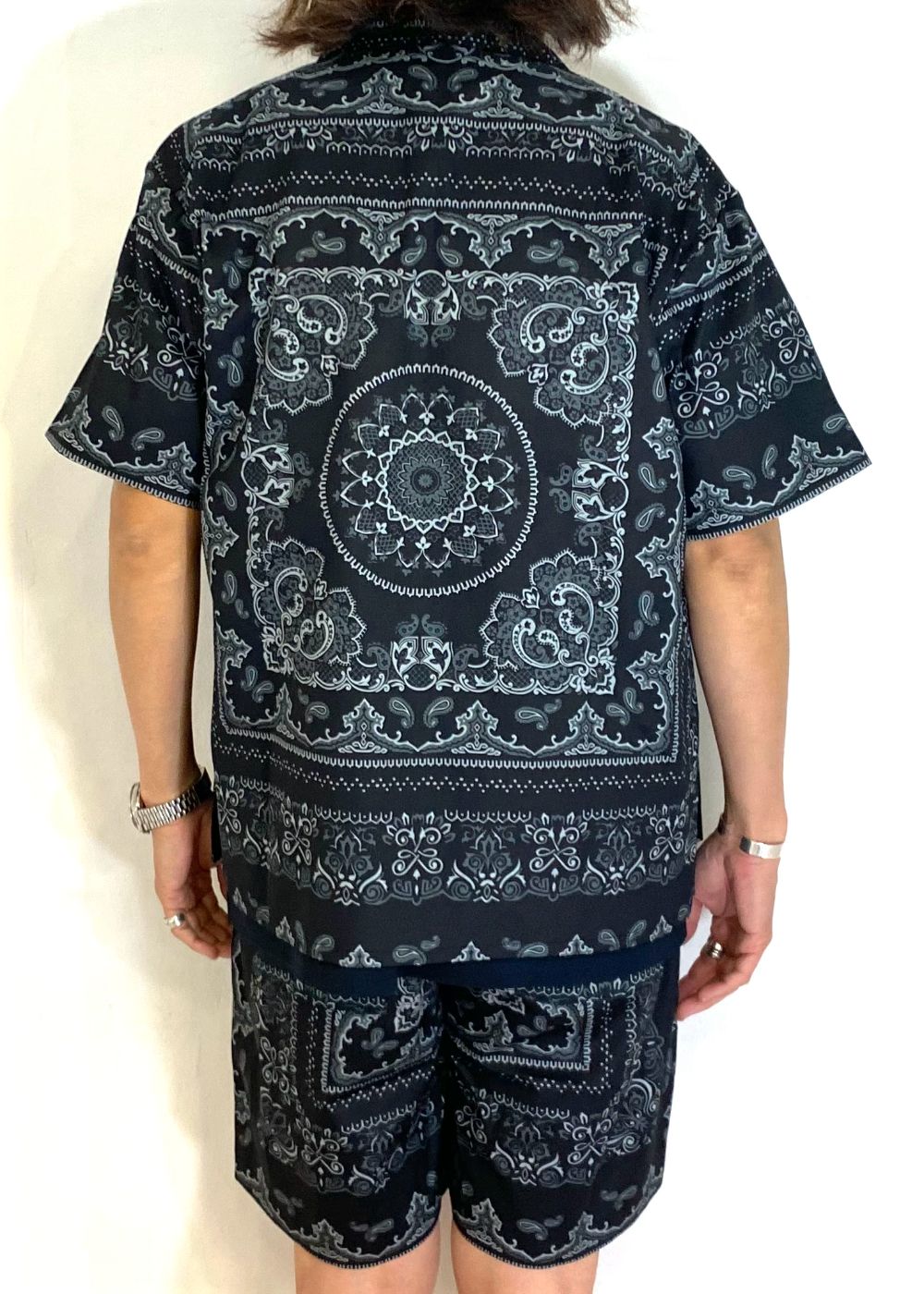 Bandana Pattern S/S Shirt (BLACK) / オリジナル バンダナ オープンカラー シャツ / セットアップ可能