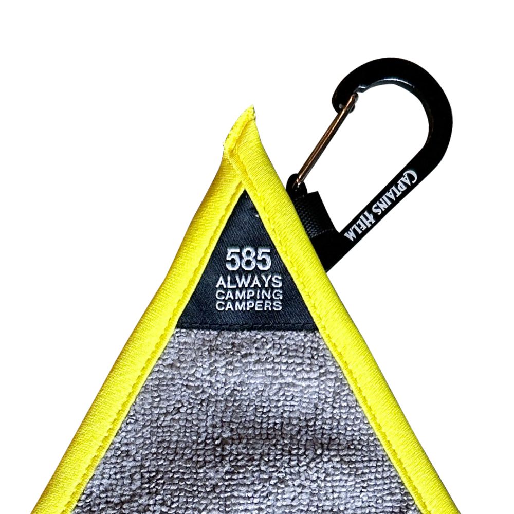 TRIANGLE MICRO FIBER CLEANER (GRAY×YELLOW) / カラビナ付き マイクロファイバー クロス