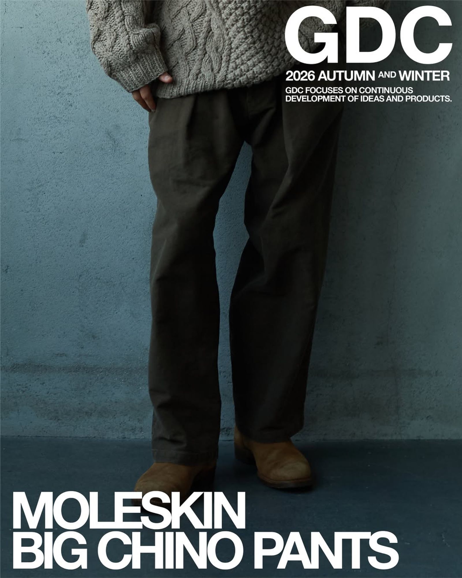 Moleskin Big Chino Pants (BROWN) / モールスキン ビッグ チノパンツ