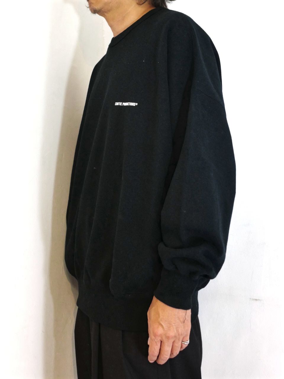 COOTIE PRODUCTIONS - 【ラスト1点】Open End Yarn Plain Sweat Crew (BLACK) / ロゴプリント  スウェット | LOOPHOLE