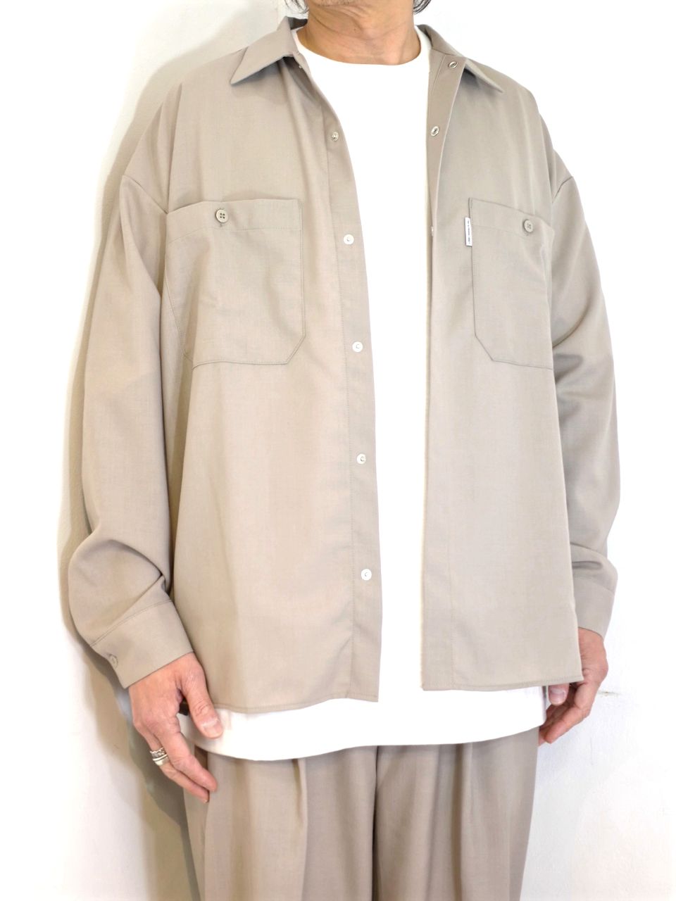 COOTIE PRODUCTIONS - T/W Fly Front Work L/S Shirt (TAUPE) / フライ 