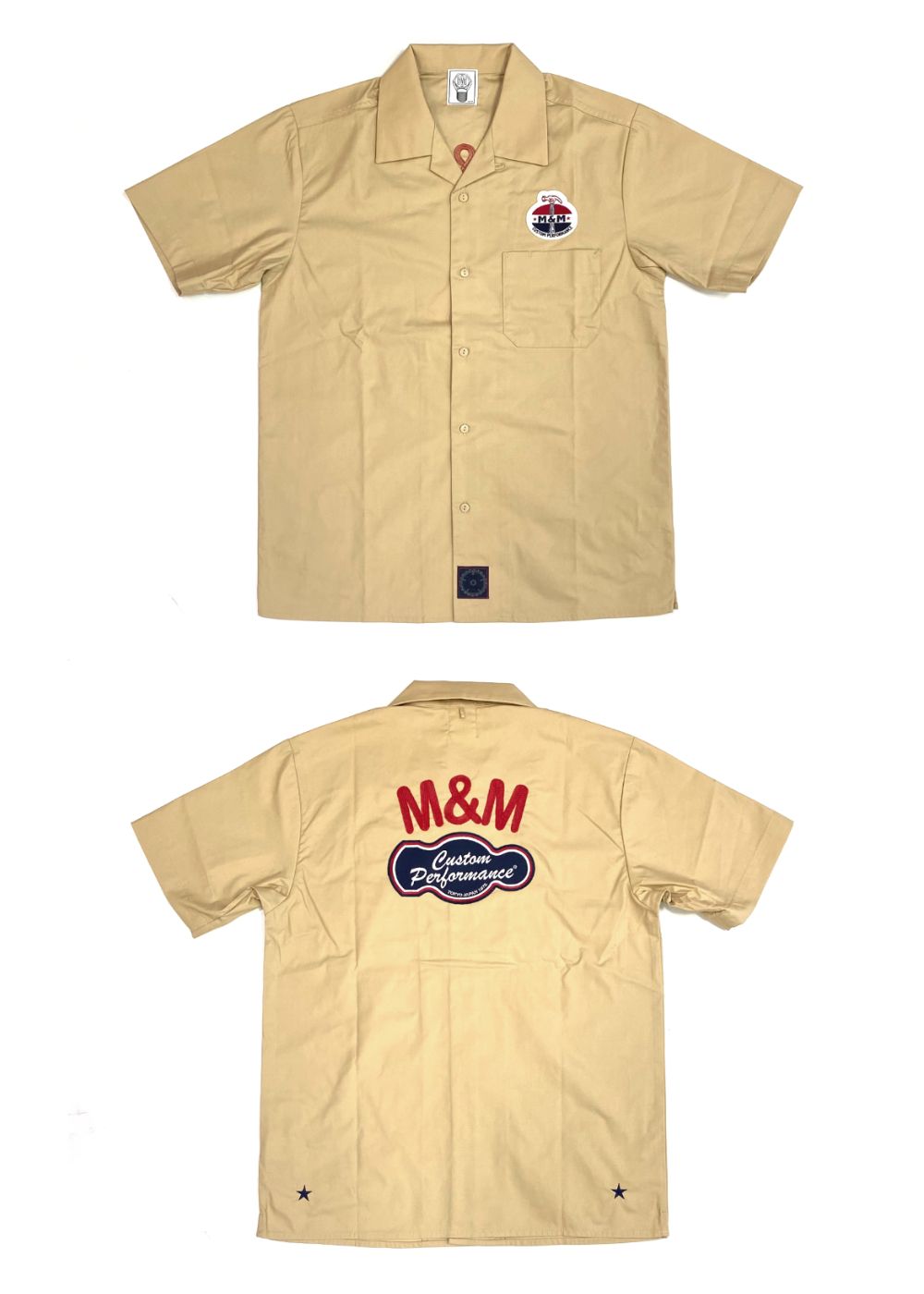 M&M CUSTOM PERFORMANCE - T/C OPEN COLLAR SHIRT (M.BEIGE) / T/Cツイル オープンカラーシャツ  | LOOPHOLE