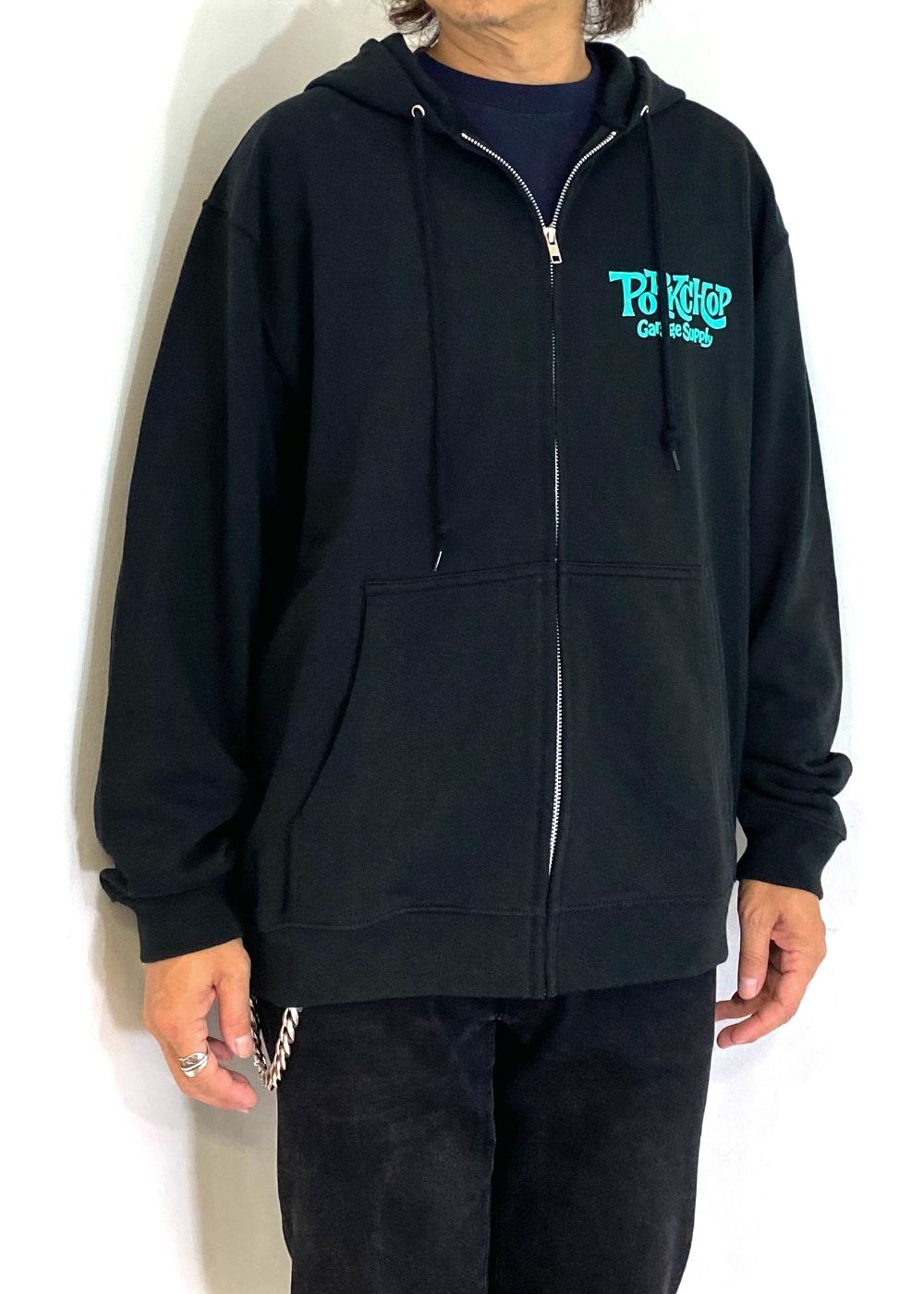 SC LOGO ZIP UP HOODIE (BLACK) / SC ロゴ スウェット ジップパーカー