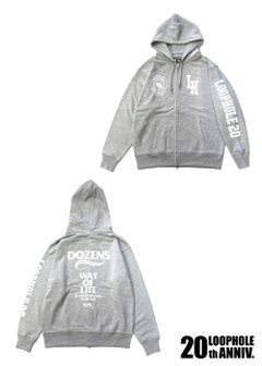LOOPHOLE 20th ANNIVERSARY SWEAT ZIP HOODIE (GRAY) / ループホール20周年記念 スウェットジップパーカー