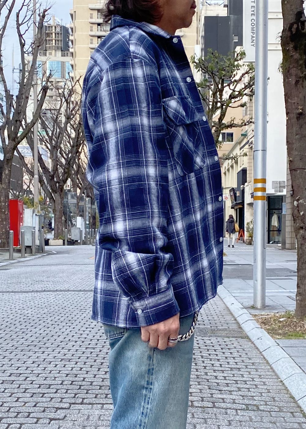 Ombre Check L/S Shirt (BLUE) / オンブレ チェック シャツ