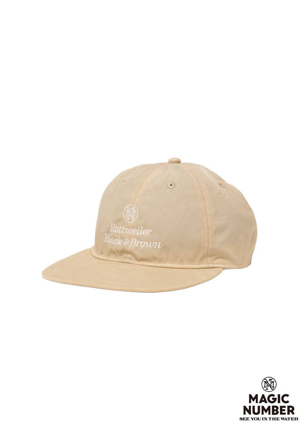 RWMN CAP (BEIGE) / マジックナンバー コラボ ロゴ刺繍 ダッド キャップ。