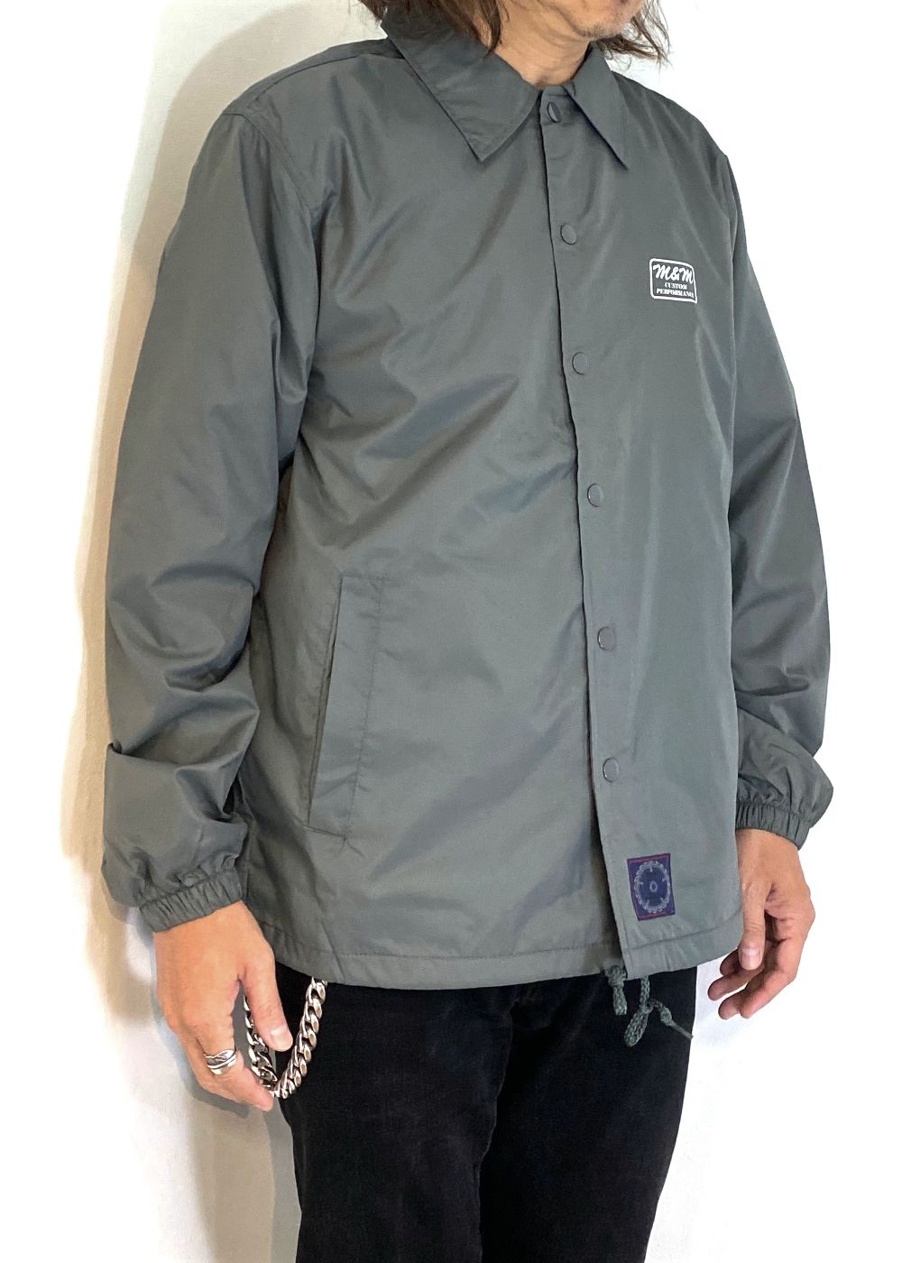 【ラスト1点】Coach Jacket (CHARCOAL) / プリント コーチジャケット