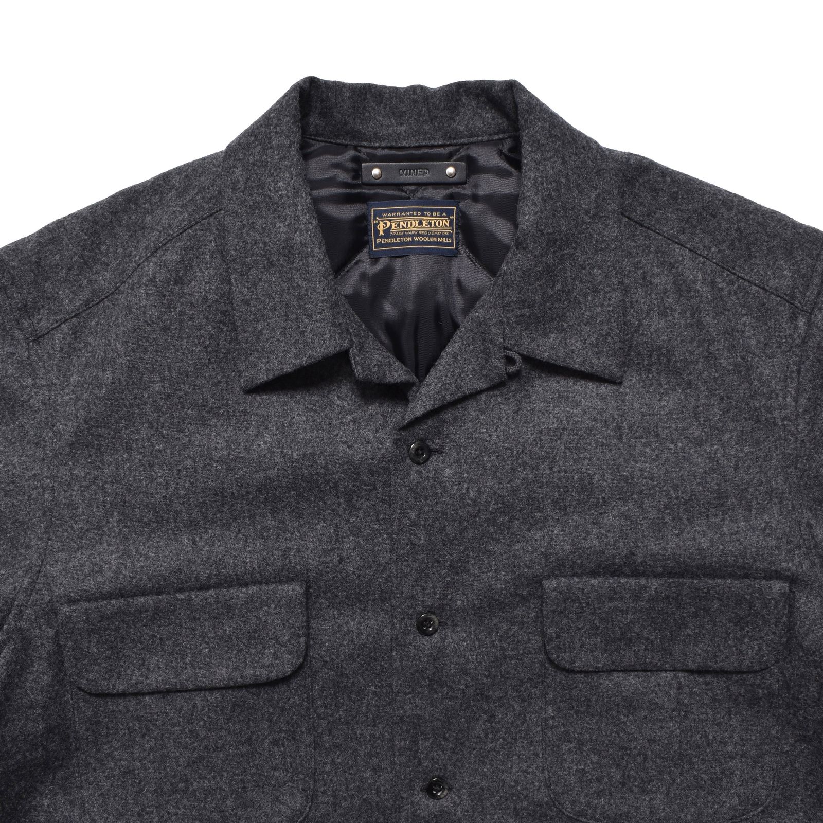 PENDLETON Wool Quiltliner Open Collar SH (GRY) / ペンドルトン コラボ オープンカラー ウール シャツ ジャケット