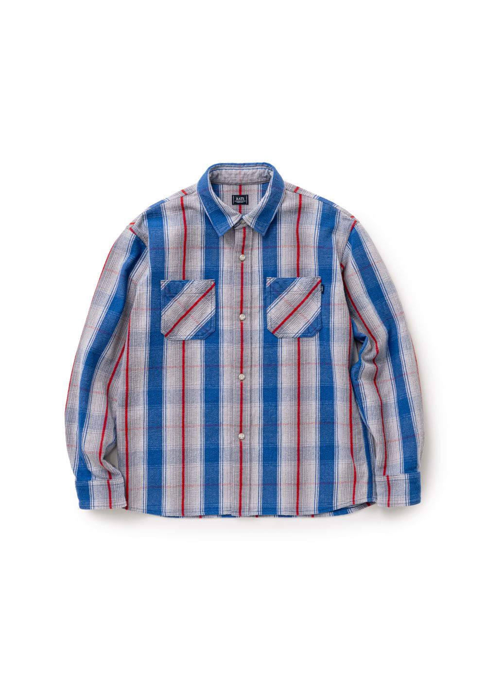 COTTON FLANNEL CHECK SHIRT (GRAY×BLUE CHECK) / チェック コットン ネルシャツ