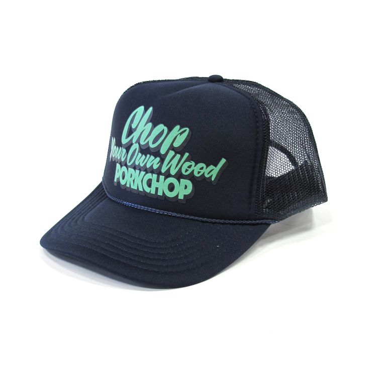 PORKCHOP - CHOP YOUR OWN WOOD CAP (NAVY) / プリントメッシュキャップ | LOOPHOLE PORKCHOP - CHOP YOUR OWN WOOD CAP (NAVY) / プリントメッシュキャップ | LOOPHOLE