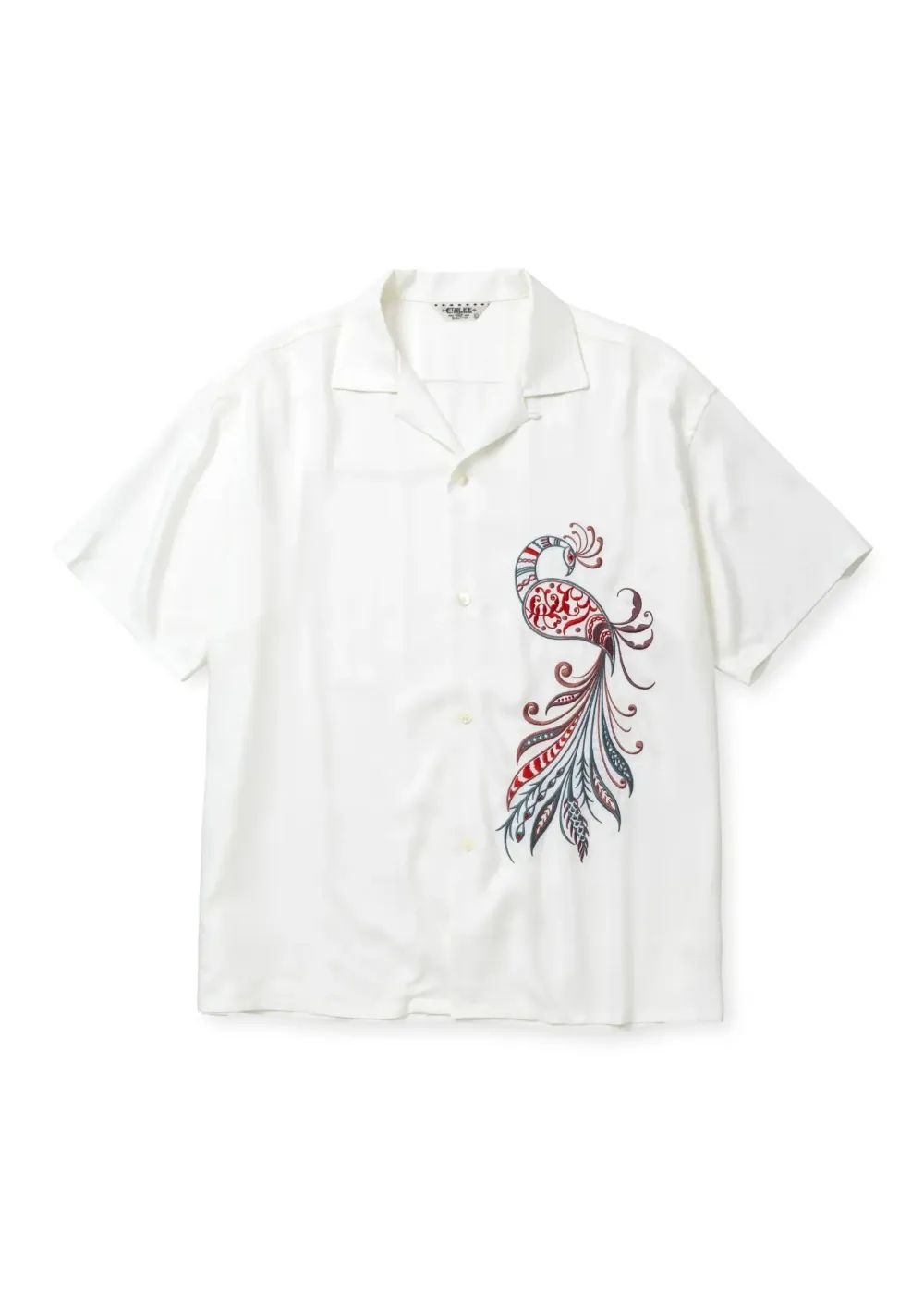 × MIHO MURAKAMI EMBROIDERY SH (WHITE) / ×MIHO MURAKAMI コラボ レーヨン オープンカラー シャツ
