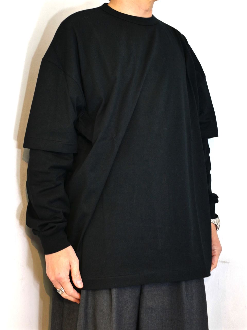 COOTIE PRODUCTIONS - Supima Oversized Cellie L/S Tee (BLACK 