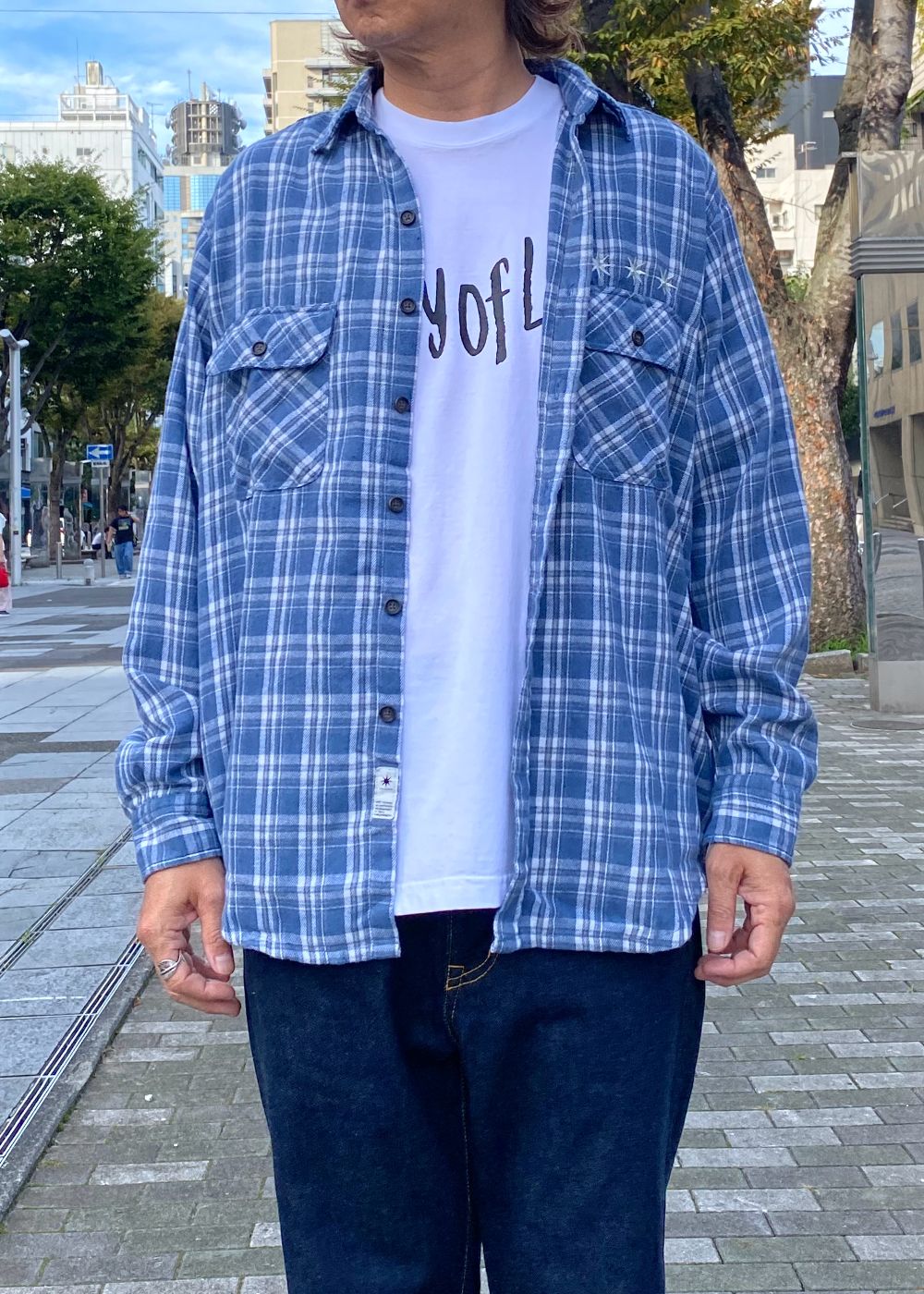 Flannel Shirt (BLUE) / チェック コットン ネルシャツ