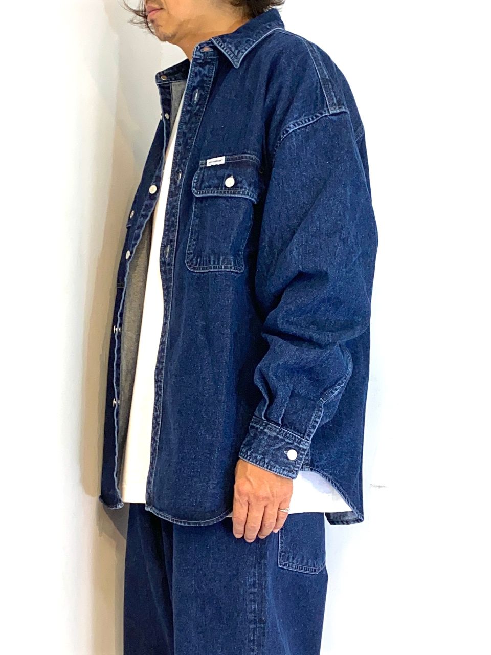 COOTIE PRODUCTIONS - 10.5oz Denim L/S Work Shirt (INDIGO FADE) / デニム ワーク シャツ  / セットアップ可能 | LOOPHOLE