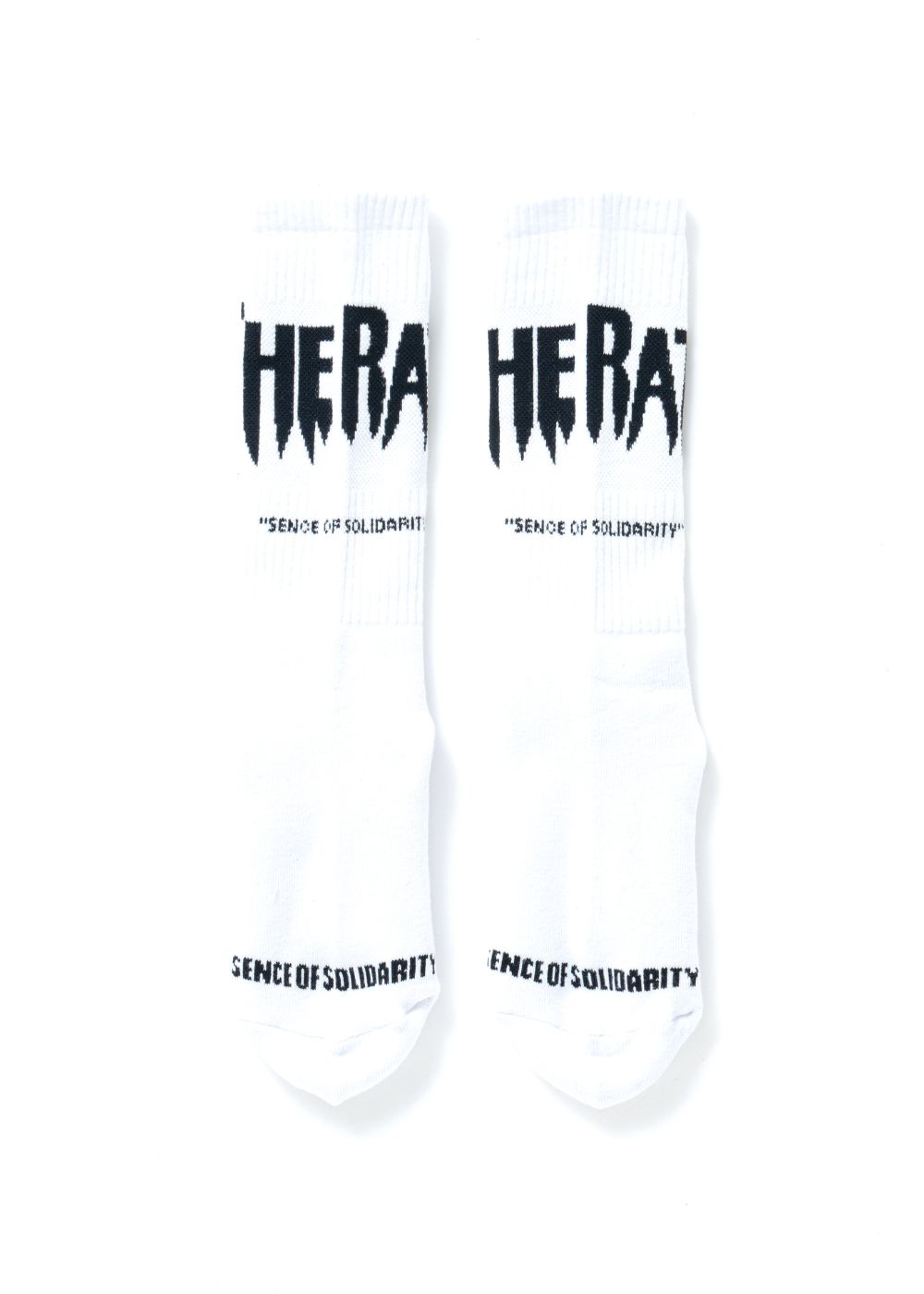 PILE SOCKS "THE RATS" (WHITE) / ジャガード ロゴ ソックス