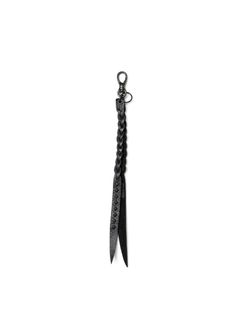 【ラスト1点】STUDS & KNITTING LEATHER LONG KEY RING ＜TYPE A＞ (BLACK/BLACK) / スタッズ レザー キーリング