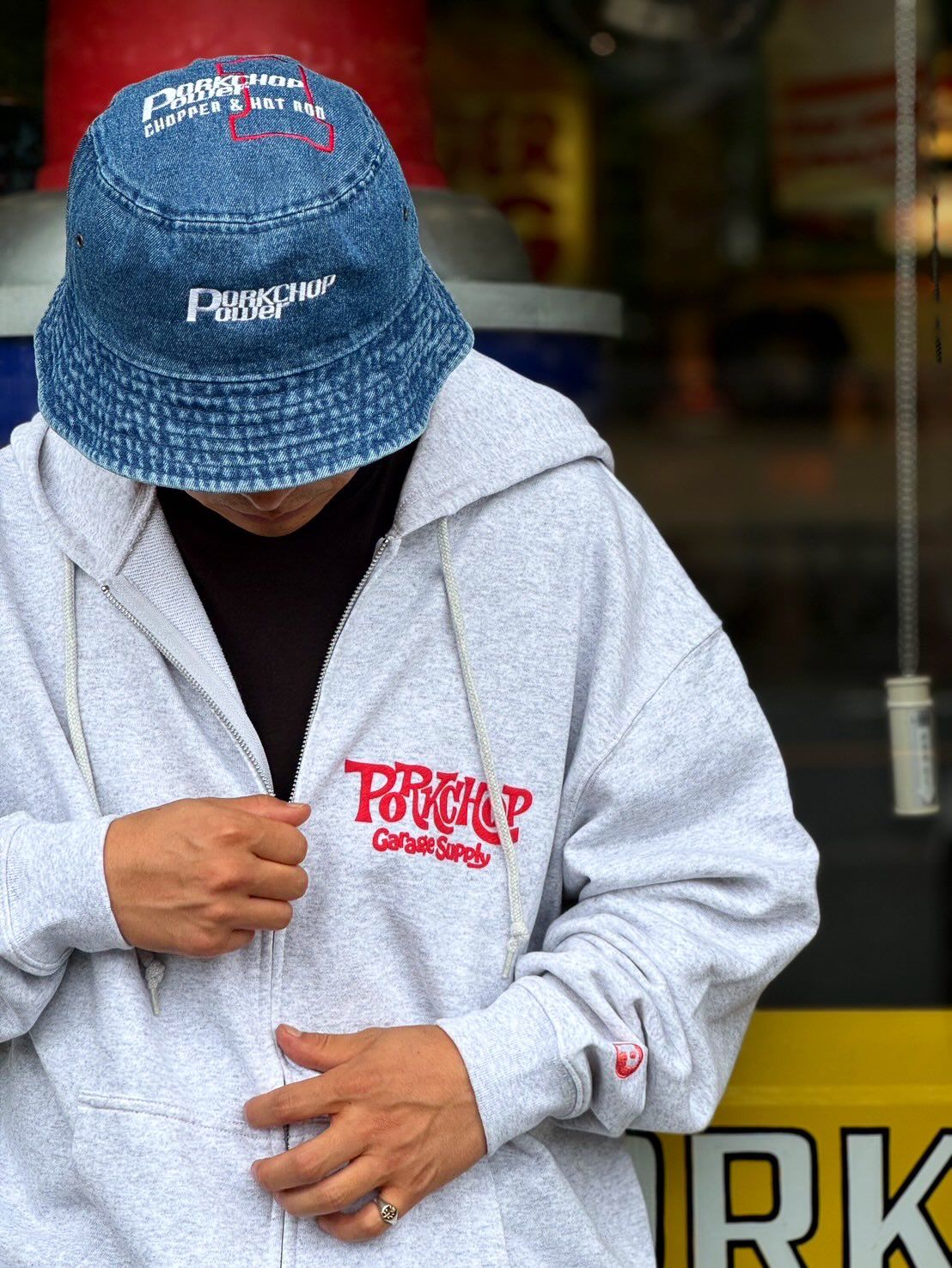 SC LOGO ZIP UP HOODIE (ASH) / SC ロゴ スウェット ジップパーカー