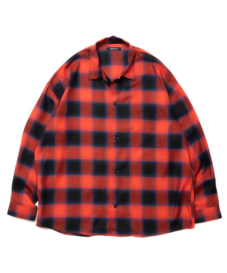 ROTTWEILER - R9 OMBRE L/S SHIRT (RED) / オンブレチェック オープン 