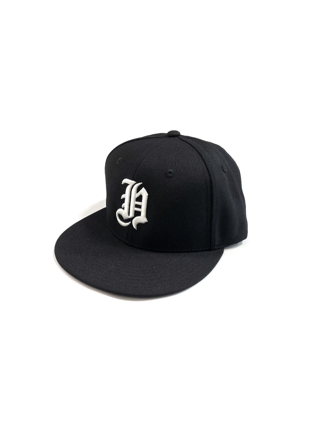 H-Baseball CAP (BLACK×WHITE) / 刺繍ロゴ ベースボールキャップ
