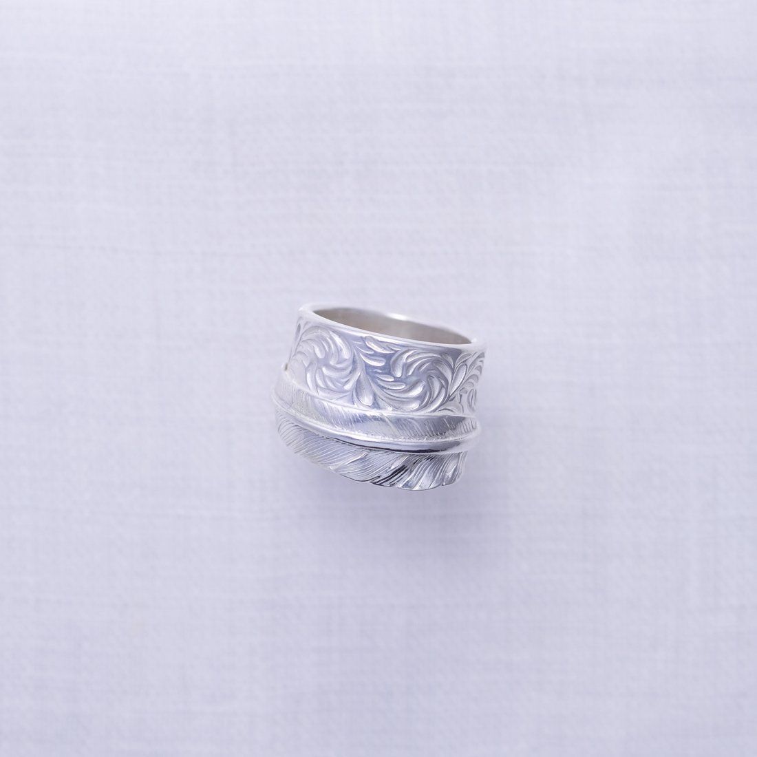 Feather Ring 1 (SILVER) / フェザー&唐草コンビリング - 7号