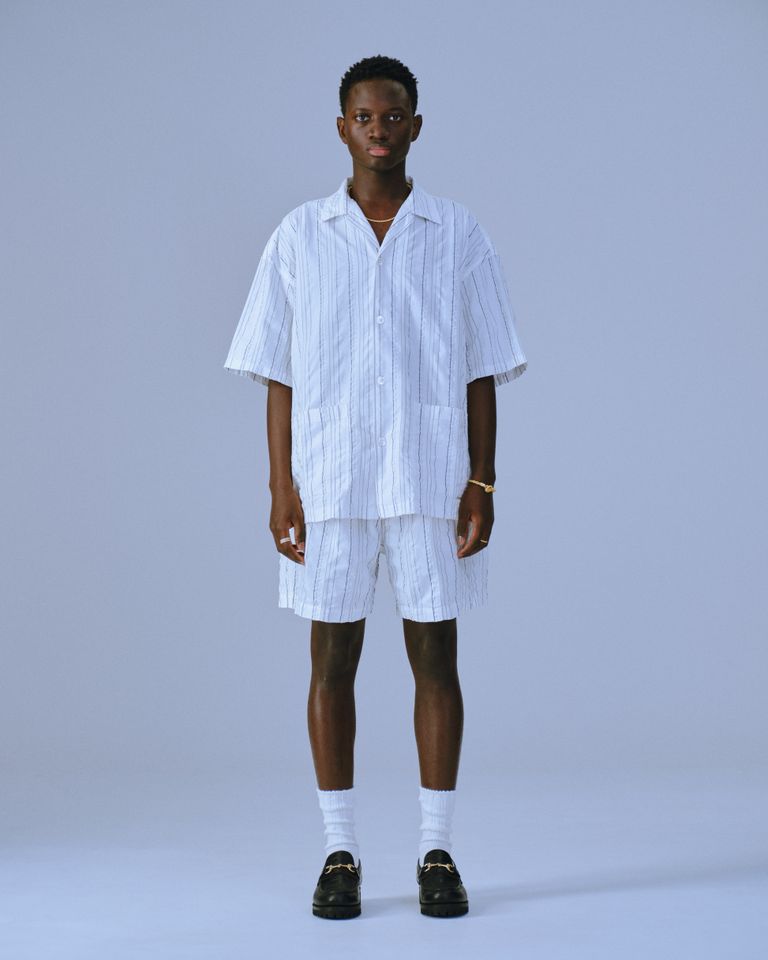 COOTIE PRODUCTIONS - Stripe Sucker Cloth 2 Tuck Easy Shorts (WHITE 