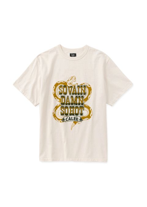 GARMENT DYE SNAKE LOGO TEE ＜BARTHDAY WORKS DESIGN＞ (WHITE) / ×バースデイワークス コラボ Tシャツ
