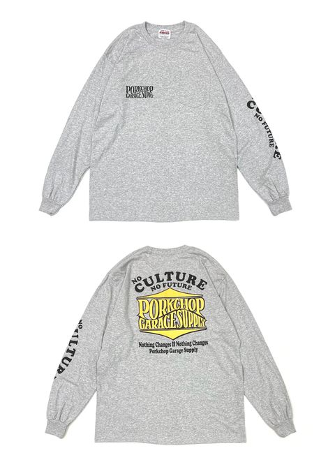 WAVE LOGO L/S TEE (GRAY) / ウェーブ ロゴ ロングスリーブ ポケット Tシャツ