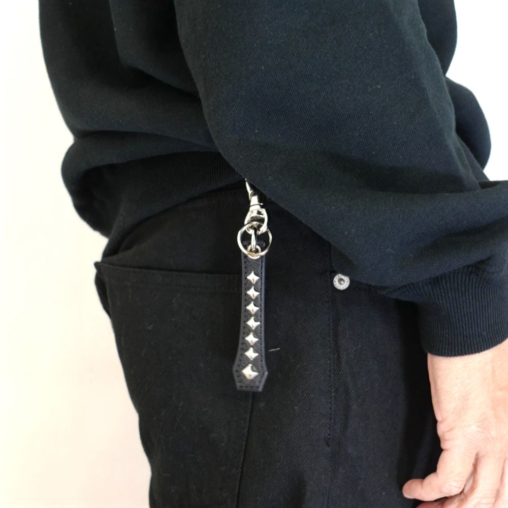 CALEE - STUDS LEATHER ASSORT KEY RING <TYPE 1 > (BLACK A