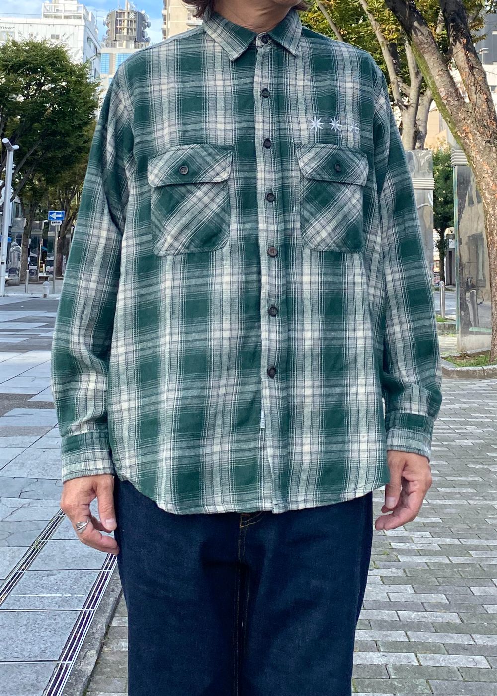 Flannel Shirt (GREEN) / チェック コットン ネルシャツ