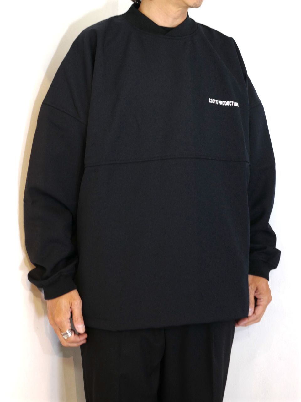 COOTIE PRODUCTIONS - Polyester Twill Football L/S Tee (BLACK