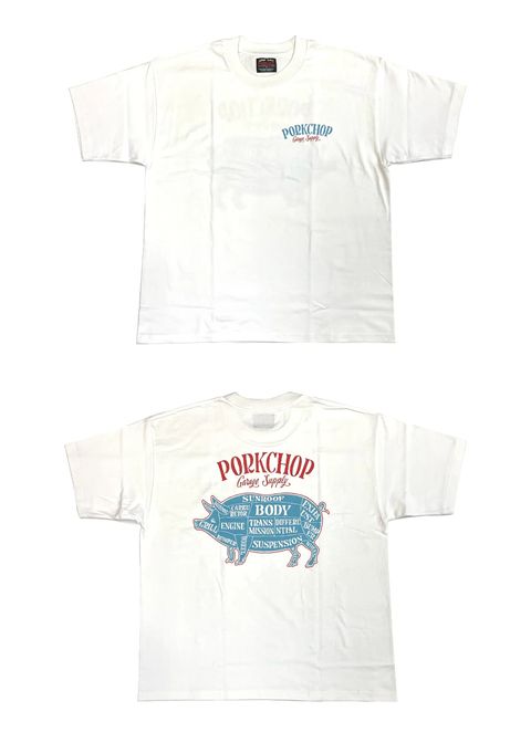 PORK BACK TEE (WHITE) / ポークバック ロゴ Tシャツ