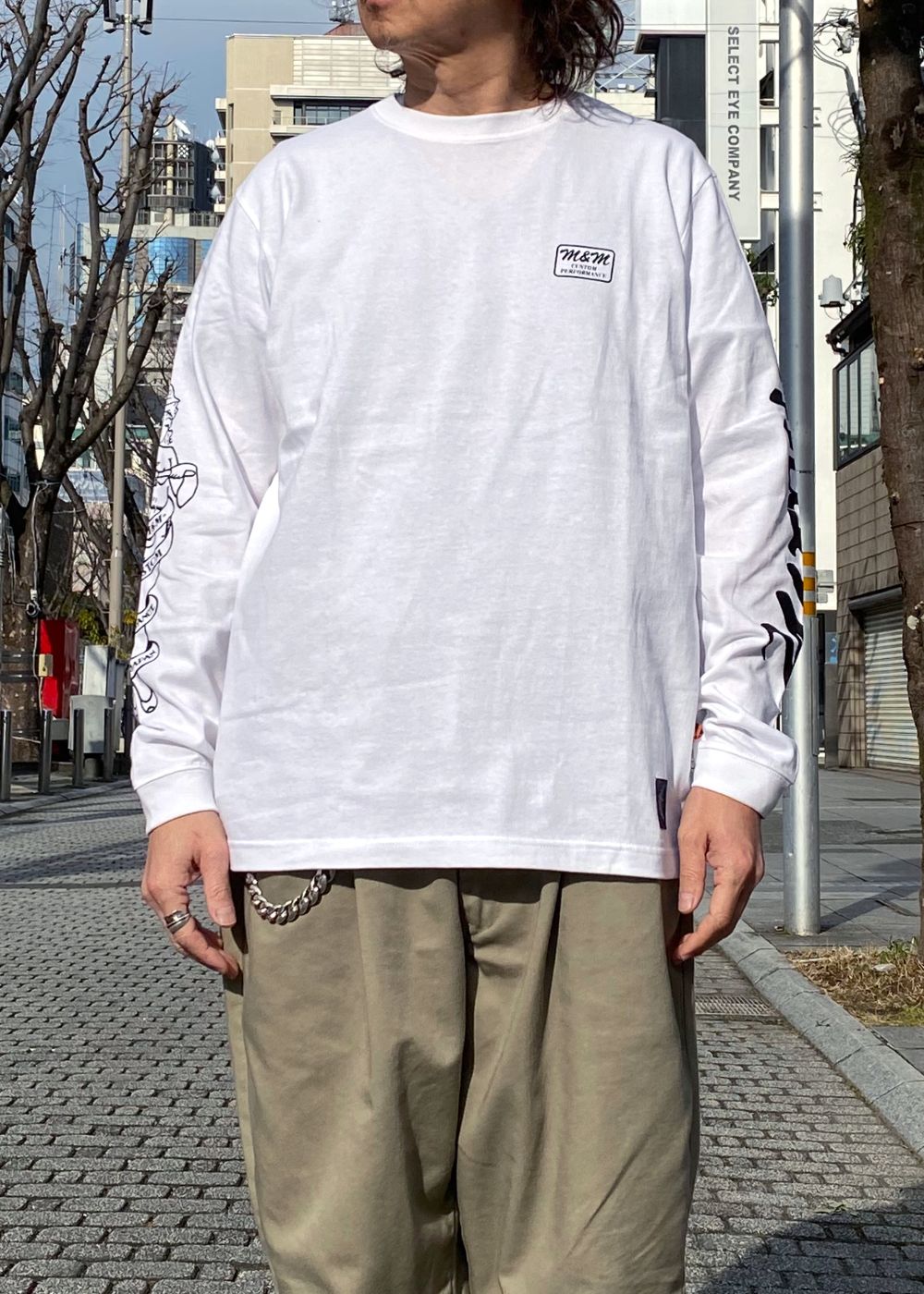 【ラスト1点】PRINT L/S TEE (WHITE) / ロゴ プリント ロンT