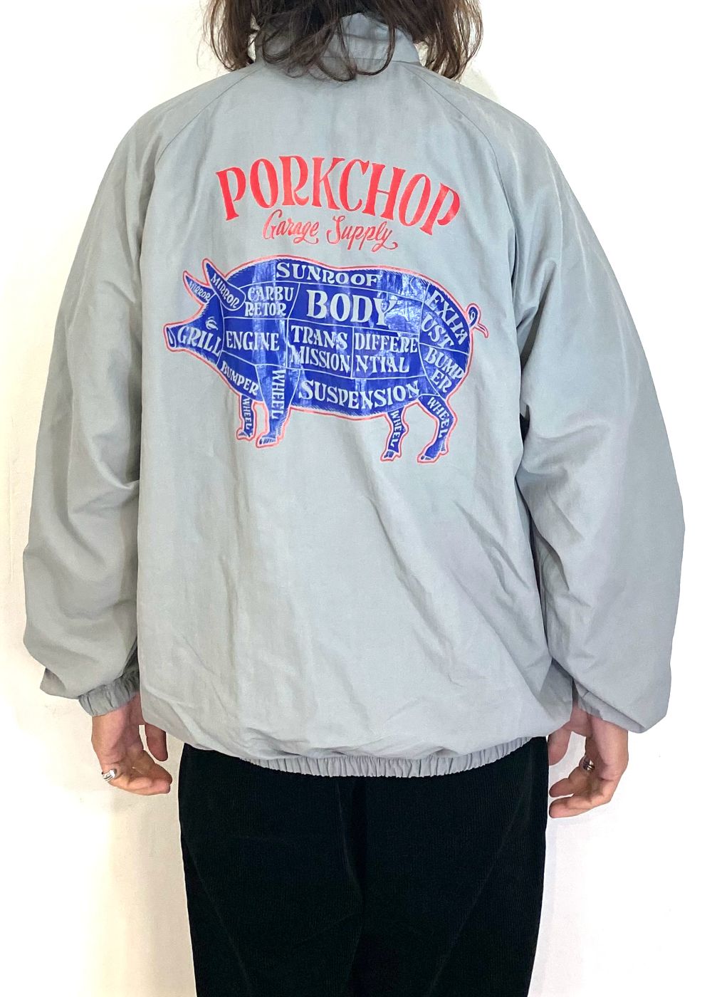 PORK BACK NYLON JKT (GRAY) / ポークバック ナイロン トラック ジャケット