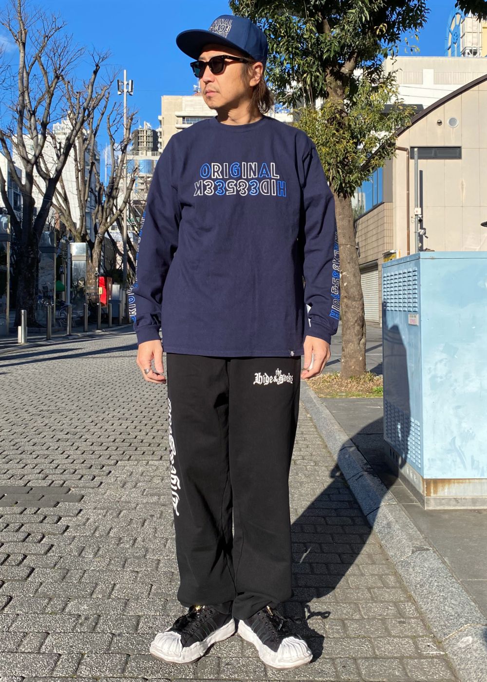 Original H&S L/S Tee (NAVY) / 西浦徹 コラボ ロンT