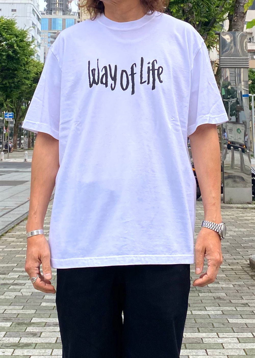 WAY OF LIFE TEE (WHITE) / スローガン プリント Tシャツ