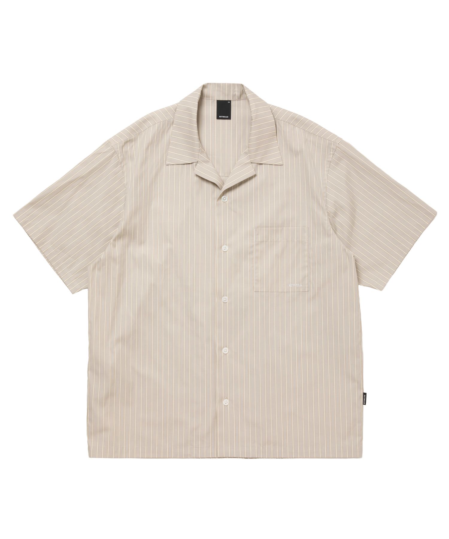 R9 STRIPE S/S SHIRTS (BEIGE) / オープンカラー ストライプ シャツ