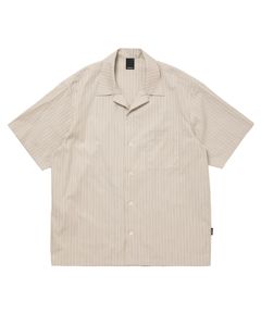 R9 STRIPE S/S SHIRTS (BEIGE) / オープンカラー ストライプ シャツ