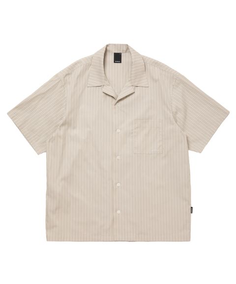 R9 STRIPE S/S SHIRTS (BEIGE) / オープンカラー ストライプ シャツ