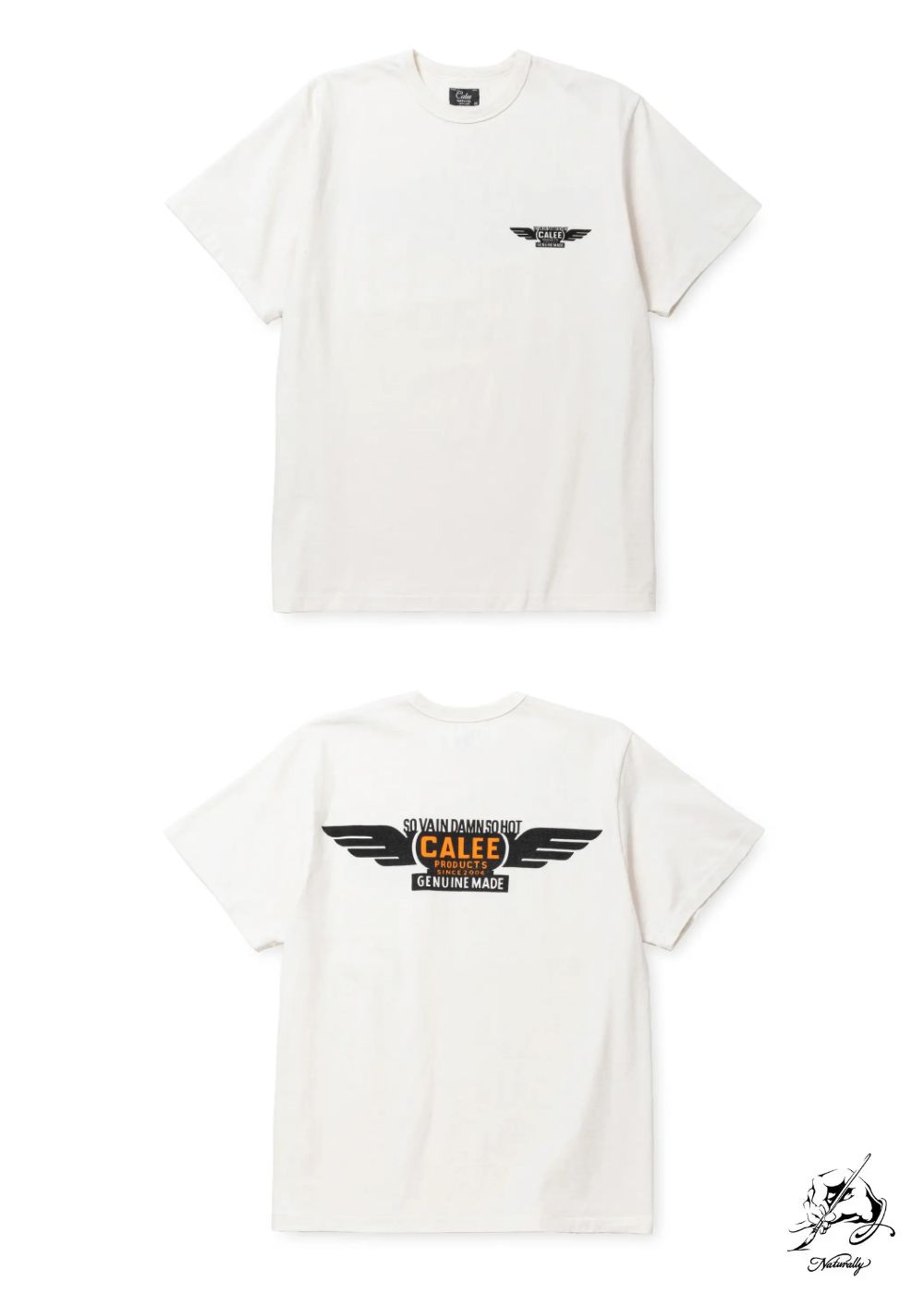 BINDER NECK WING LOGO VINTAGE TEE ＜NATURALLY PAINT DESIGN＞ (WHITE) / ×ナチュラリーペイント コラボ Tシャツ
