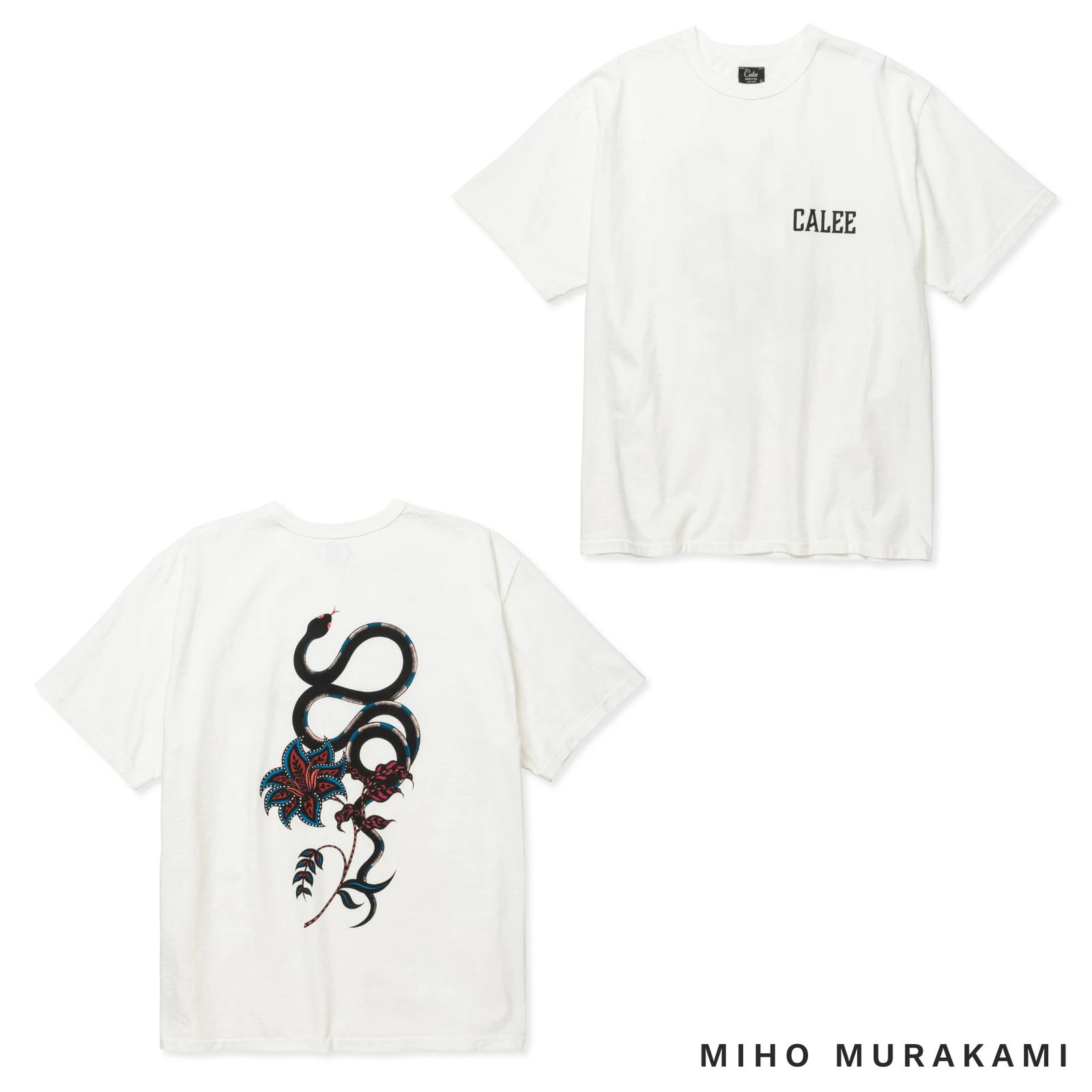 CALEE BINDER NECK CALEE LOGO VINTAGE TEE ＜NATURALLY PAINT