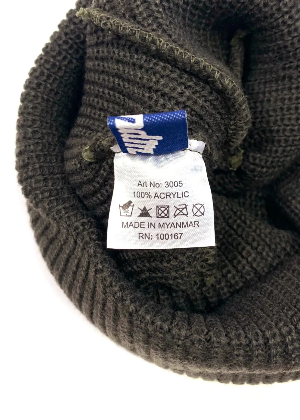 KNIT CAP (OLIVE) / ロゴ ワッペン ニットキャップ